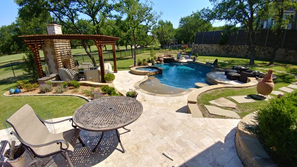 Backyard Pool Poolside outdoor lighting and audio