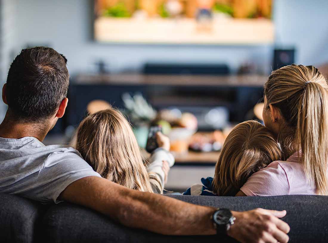 Family watching TV